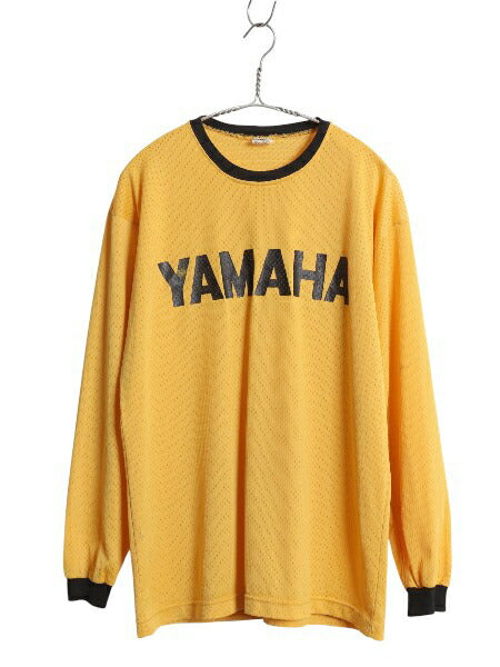 70s USA製 ★ 3Dエンブレム ヤマハ ロゴ プリント モトクロス ジャージ メンズ L / ヴィンテージ 長袖 Tシャツ ロンT バイク レーシング 黄