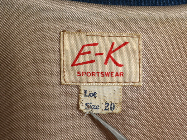 50s ★ E-K SPORTSWEAR コーデュロイ ジャケット メンズ S レディース M / ヴィンテージ 細畝 襟付き フルジップ ブルゾン ツートン 青 黄