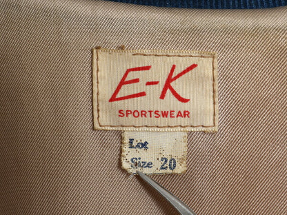 50s ★ E-K SPORTSWEAR コーデュロイ ジャケット メンズ S レディース M / ヴィンテージ 細畝 襟付き フルジップ ブルゾン ツートン 青 黄