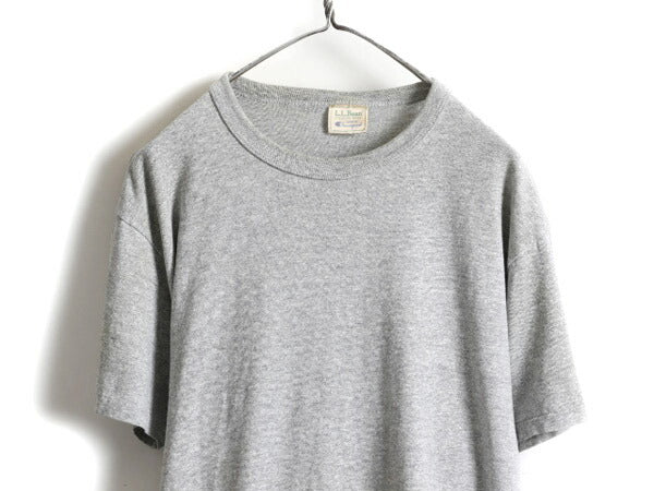 80s USA製 ★ チャンピオン x エルエルビーン 半袖 Tシャツ ( メンズ L ) 80年代 Champion LLBean ビンテージ ダブルネーム 目無し 無地 灰