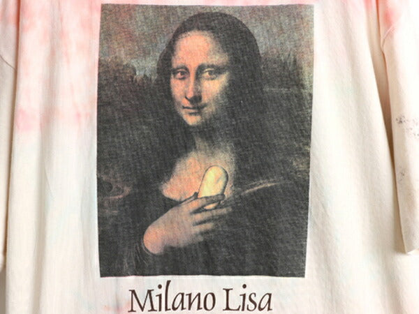 90s USA製 ★ 名画 モナリザ パロディ プリント タイダイ Tシャツ メンズ XL / 古着 90年代 オールド ダヴィンチ 企業物 ジョーク イラスト
