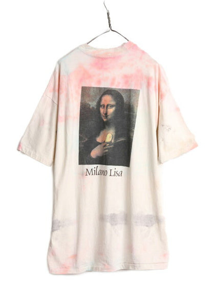 90s USA製 ★ 名画 モナリザ パロディ プリント タイダイ Tシャツ メンズ XL / 古着 90年代 オールド ダヴィンチ 企業物 ジョーク イラスト