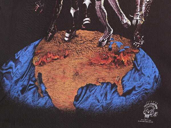 90s ★ キッス ツアー イラスト プリント Tシャツ メンズ L 黒 90年代 オールド KISS 当時物 オフィシャル バンド ロック メタル ブラック