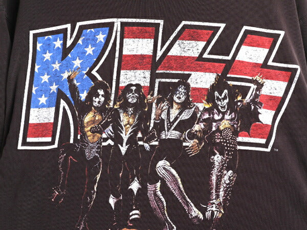 90s ★ キッス ツアー イラスト プリント Tシャツ メンズ L 黒 90年代 オールド KISS 当時物 オフィシャル バンド ロック メタル ブラック