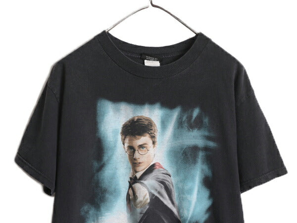 00s ★ ハリーポッター フォト イラスト プリント Tシャツ メンズ M 00年代 オールド Harry Potter ムービー 映画 オフィシャル 当時物 黒