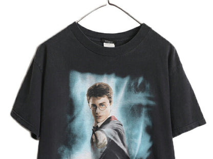 00s ★ ハリーポッター フォト イラスト プリント Tシャツ メンズ M 00年代 オールド Harry Potter ムービー 映画 オフィシャル 当時物 黒