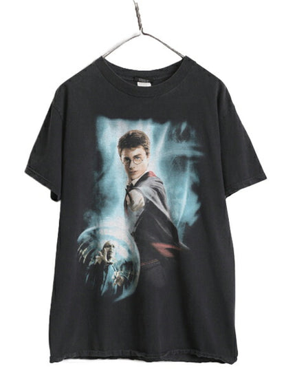 00s ★ ハリーポッター フォト イラスト プリント Tシャツ メンズ M 00年代 オールド Harry Potter ムービー 映画 オフィシャル 当時物 黒
