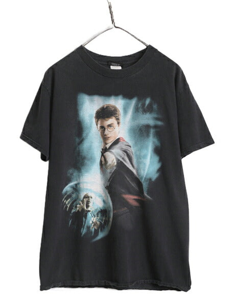 00s ★ ハリーポッター フォト イラスト プリント Tシャツ メンズ M 00年代 オールド Harry Potter ムービー 映画 オフィシャル 当時物 黒