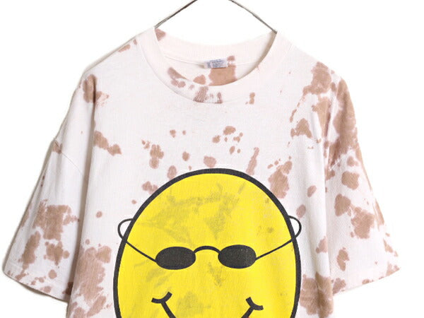 90s USA製 ★ スマイル イラスト プリント タイダイ Tシャツ メンズ XL 古着 90年代 キャラクター サイケデリック ニコちゃん 大きいサイズ