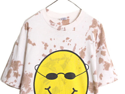 90s USA製 ★ スマイル イラスト プリント タイダイ Tシャツ メンズ XL 古着 90年代 キャラクター サイケデリック ニコちゃん 大きいサイズ