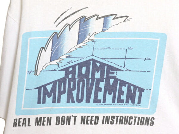 90s ★ HOME IMPROVEMENT ドラマ ロゴ プリント Tシャツ メンズ XL / 90年代 オールド オフィシャル 当時物 イラスト シングルステッチ 白