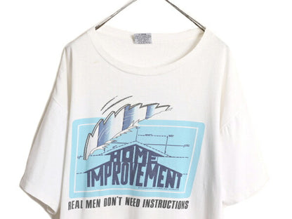 90s ★ HOME IMPROVEMENT ドラマ ロゴ プリント Tシャツ メンズ XL / 90年代 オールド オフィシャル 当時物 イラスト シングルステッチ 白