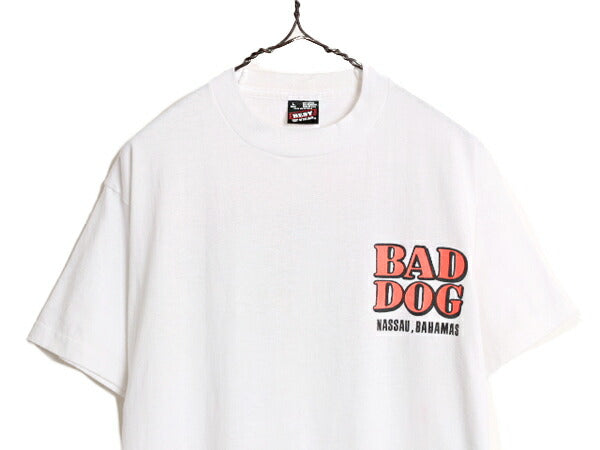90s USA製 ★ BAD DOG キャラクター イラスト プリント Tシャツ メンズ L / 90年代 オールド 犬 アニマル ドッグ エロ シングルステッチ 白