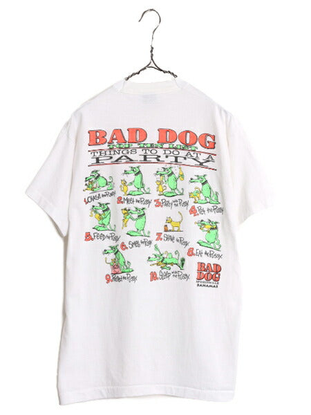 90s USA製 ★ BAD DOG キャラクター イラスト プリント Tシャツ メンズ L / 90年代 オールド 犬 アニマル ドッグ エロ シングルステッチ 白