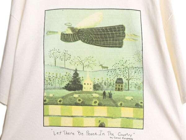 90s USA製 ★ アート イラスト プリント Tシャツ メンズ XL / 古着 90年代 オールド メッセージ 絵画 芸術 大きいサイズ ヘビーウェイト 白