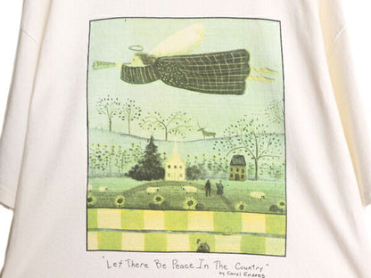 90s USA製 ★ アート イラスト プリント Tシャツ メンズ XL / 古着 90年代 オールド メッセージ 絵画 芸術 大きいサイズ ヘビーウェイト 白