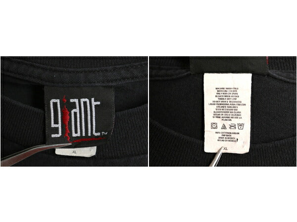 90s ★ ゴッドスマック 4面 プリント 長袖 Tシャツ メンズ L 程/ 古着 当時物 ロンT バンド ロック メタル ファイヤー 袖プリント 黒 GIANT