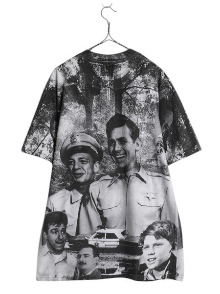 90s ★ The Andy Griffith Show オールオーバー プリント 半袖 Tシャツ メンズ L 古着 フォト イラスト ムービー ドラマ グラフィック 総柄