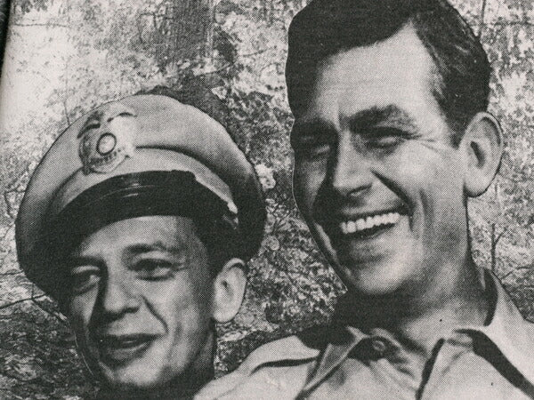 90s ★ The Andy Griffith Show オールオーバー プリント 半袖 Tシャツ メンズ L 古着 フォト イラスト ムービー ドラマ グラフィック 総柄