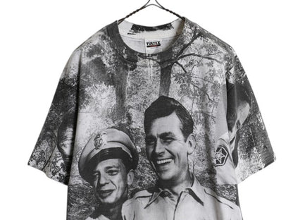 90s ★ The Andy Griffith Show オールオーバー プリント 半袖 Tシャツ メンズ L 古着 フォト イラスト ムービー ドラマ グラフィック 総柄