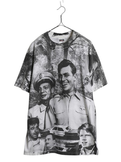 90s ★ The Andy Griffith Show オールオーバー プリント 半袖 Tシャツ メンズ L 古着 フォト イラスト ムービー ドラマ グラフィック 総柄