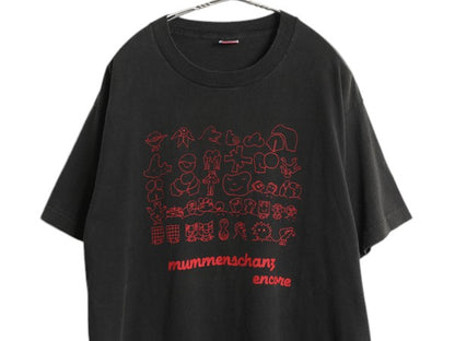 90s USA製 ★ Mummenschanz アート イラスト プリント Tシャツ メンズ XL 古着 90年代 オールド 当時物 グラフィック シングルステッチ 黒