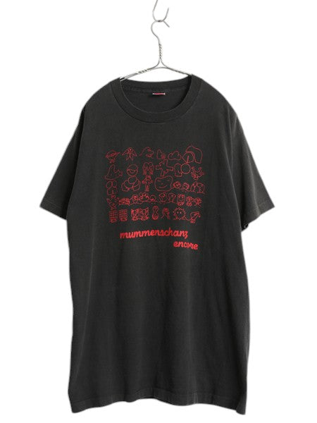 90s USA製 ★ Mummenschanz アート イラスト プリント Tシャツ メンズ XL 古着 90年代 オールド 当時物 グラフィック シングルステッチ 黒