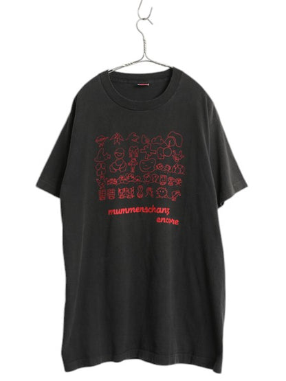 90s USA製 ★ Mummenschanz アート イラスト プリント Tシャツ メンズ XL 古着 90年代 オールド 当時物 グラフィック シングルステッチ 黒