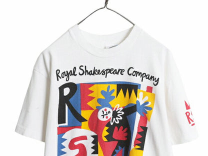 90s ★ ロイヤル シェイクスピア カンパニー アート イラスト プリント Tシャツ メンズ M 古着 オールド 企業 当時物 シングルステッチ 白