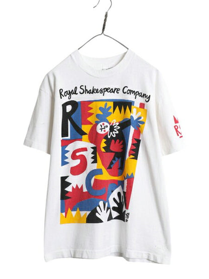 90s ★ ロイヤル シェイクスピア カンパニー アート イラスト プリント Tシャツ メンズ M 古着 オールド 企業 当時物 シングルステッチ 白