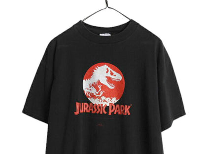 90s ★ ジュラシックパーク ロゴ プリント Tシャツ メンズ XL 古着 オールド オフィシャル 当時物 ムービー 恐竜 アート ヘビーウェイト 黒