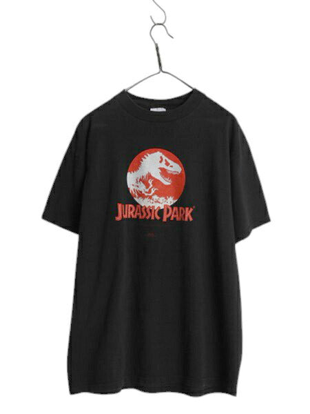 90s ★ ジュラシックパーク ロゴ プリント Tシャツ メンズ XL 古着 オールド オフィシャル 当時物 ムービー 恐竜 アート ヘビーウェイト 黒