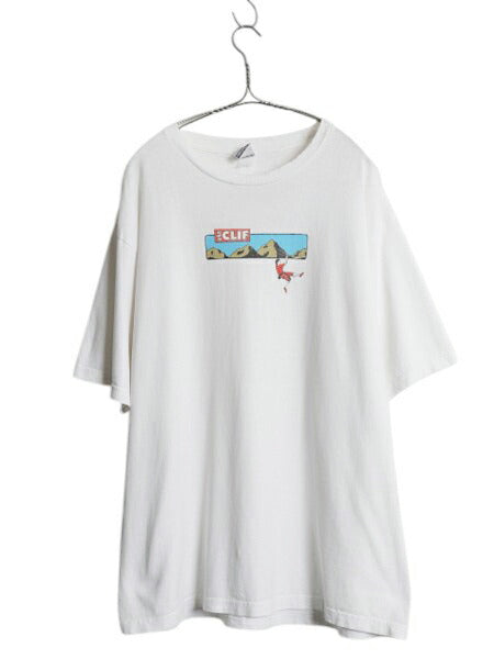 90s ★ パタゴニア 企業物 ロゴ イラスト プリント Tシャツ メンズ L 程 古着 オールド Beneficial T'S 当時物 アウトドア クライミング 白