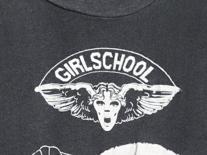80s USA製 ガールスクール グラフィック プリント バンド Tシャツ M 小さめ S 古着 ヴィンテージ ヘビメタ メタル ロック バンドT 黒 HANES