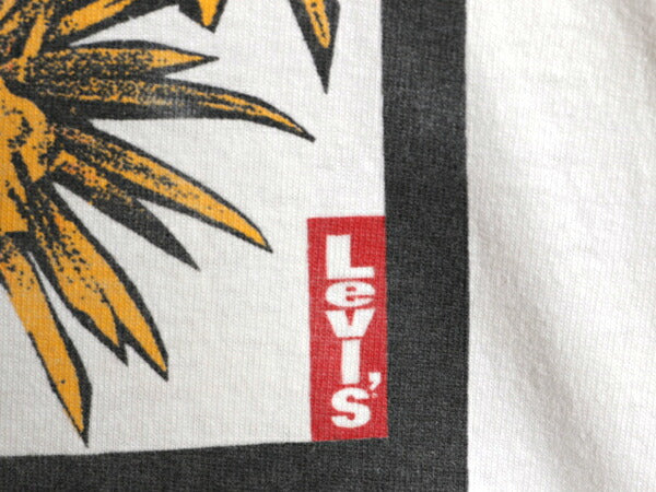 90s USA製 ★ リーバイス ひまわり アート イラスト プリント Tシャツ メンズ M 程/ オールド メッセージ アヴェドン シングルステッチ 白