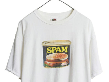 00s ★ SPAM フォト イラスト プリント Tシャツ メンズ XL / オールド 当時物 企業物 アート グラフィック ヘビーウェイト 大きいサイズ 白