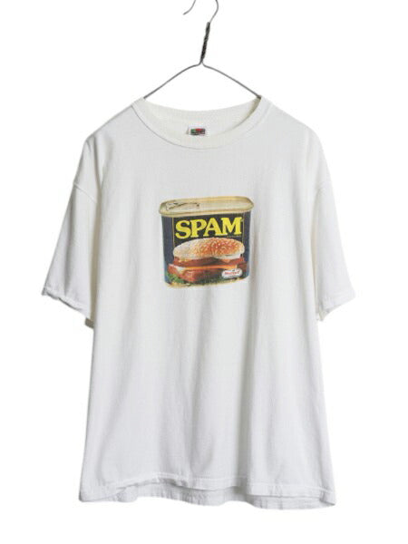 00s ★ SPAM フォト イラスト プリント Tシャツ メンズ XL / オールド 当時物 企業物 アート グラフィック ヘビーウェイト 大きいサイズ 白
