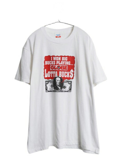 90s ★ GLOBE 企業物 ドル札 イラスト プリント Tシャツ メンズ XL 古着 オールド 当時物 マガジン アート グラフィック シングルステッチ