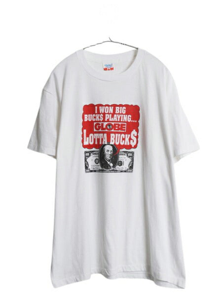 90s ★ GLOBE 企業物 ドル札 イラスト プリント Tシャツ メンズ XL 古着 オールド 当時物 マガジン アート グラフィック シングルステッチ