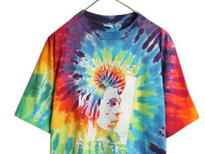 90s USA製 ★ ボブ マーリー イラスト プリント タイダイ Tシャツ メンズ XL～ 古着 オールド レゲエ ジャマイカ ラスタ バンド グラフィック