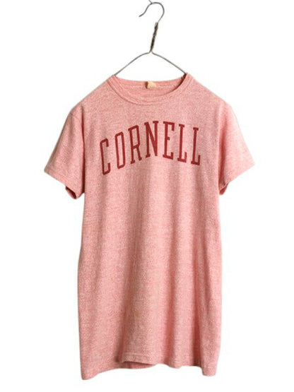 60s ランタグ ★ チャンピオン 染込み カレッジ プリント Tシャツ メンズ M ヴィンテージ USA製 100% コットン シングルステッチ 霜降り 赤