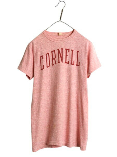 60s ランタグ ★ チャンピオン 染込み カレッジ プリント Tシャツ メンズ M ヴィンテージ USA製 100% コットン シングルステッチ 霜降り 赤