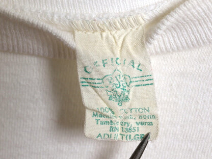 60s 70s USA製 ★ BSA ボーイスカウト 染込み ロゴ プリント Tシャツ メンズ L 小さめ M 程 古着 ヴィンテージ 当時物 シングルステッチ 白