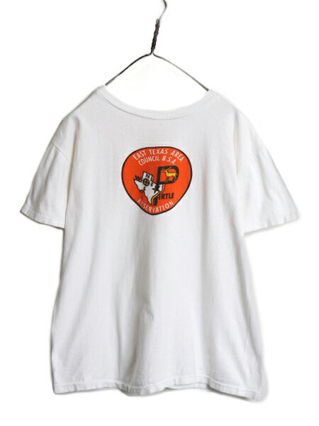 60s 70s USA製 ★ BSA ボーイスカウト 染込み ロゴ プリント Tシャツ メンズ L 小さめ M 程 古着 ヴィンテージ 当時物 シングルステッチ 白