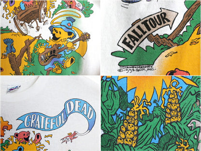 90s USA製 ★ グレイトフルデッド ツアー イラスト プリント Tシャツ メンズ L 当時物 バンド ロック ベア キャラクター リキッドブルー 白