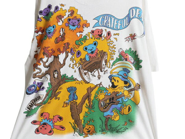 90s USA製 ★ グレイトフルデッド ツアー イラスト プリント Tシャツ メンズ L 当時物 バンド ロック ベア キャラクター リキッドブルー 白