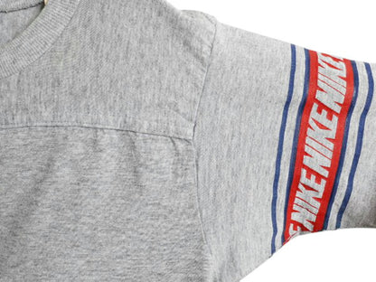 70s USA製 ★ ナイキ 半袖 フットボール Tシャツ メンズ M / 古着 ヴィンテージ オレンジタグ 袖プリント シングルステッチ 霜降り グレー
