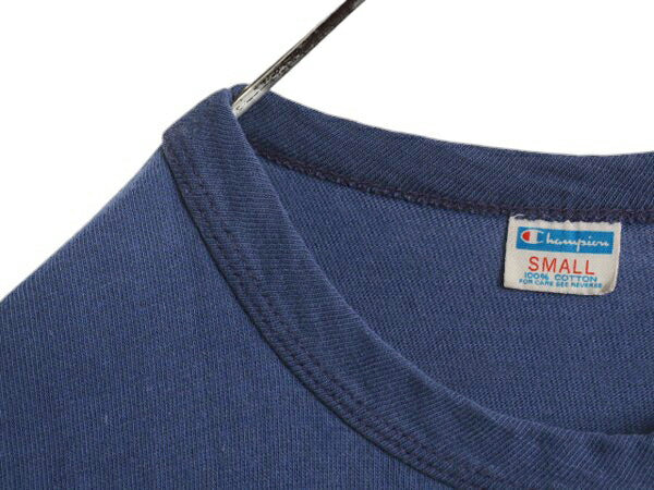70s USA製 ★ チャンピオン 両面 プリント フットボール Tシャツ メンズ S 古着 ヴィンテージ バータグ ナンバリング シングルステッチ 紺
