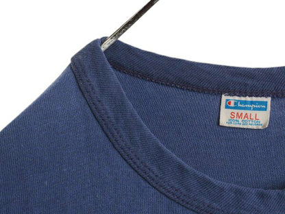 70s USA製 ★ チャンピオン 両面 プリント フットボール Tシャツ メンズ S 古着 ヴィンテージ バータグ ナンバリング シングルステッチ 紺