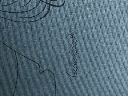 90s 00s ★ 偉人 アート イラスト プリント Tシャツ メンズ L / 古着 オールド 当時物 グラフィック カットソー 音楽 音物 ヘインズ 青 灰